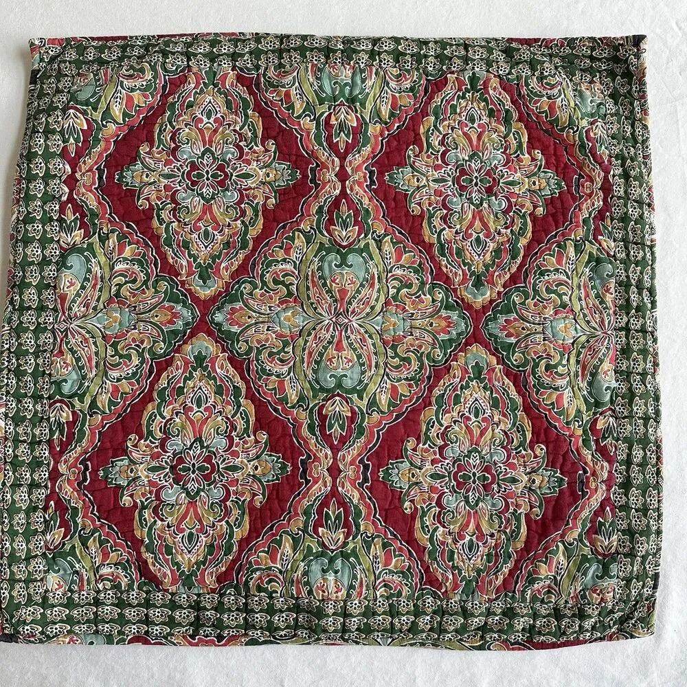 Lot 2 Pottery Barn Bohemian Floral Harlow Wholecloth Shams Euro Red Quilt